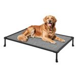 Veehoo Cooling Outdoor Elevated Dog Bed - Chewproof Raised Dog Cots Bed for Large Dogs, Washable Pet Platform with Non-Slip Feet for Indoor and Outdoor, 125 x 83 cm, Black Silver