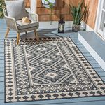 SAFAVIEH Veranda Collection Area Rug - 3' Square, Ivory & Grey, Boho Design, Non-Shedding & Easy Care, Indoor/Outdoor & Washable-Ideal for Patio, Backyard, Mudroom (VER099-0451)