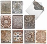 The Best Card Companys - 20 Assorted Boxed Thank You Note Card Set w/Envelopes 2 each, 10 Design (4 x 5.12 Inch) - Classic Antique Tile AM6278TYG-B2x10