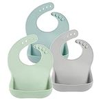 PandaEar 3 Pack Silicone Baby Bibs 