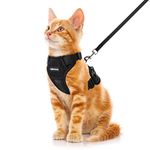 CatRomance Cat Harness Escape Proof, Breathable Mesh Cat Walking Harness, Adjustable Cat Harness and Leash Set with Reflective Strips, Kitten Vest Harness with Leash XS Black