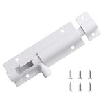 Door Lock Bolts Security Slide Latch Lock Barrel Bolt Strong Stainless Steel Matte for Bathroom, Bedroom, Gates, Shed, Garden - Door Latch Slide Bolts Lock with Screws(1pcs,White)