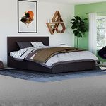 Vida Designs Lisbon Double Bed, 4ft6 Ottoman Bed Frame Upholstered UKFR Faux Leather Headboard Low Foot End Bedroom Furniture, Brown