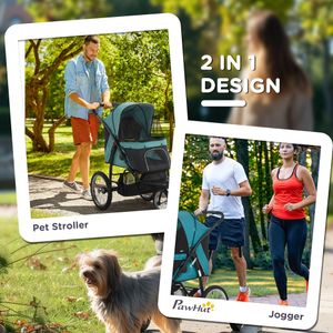 PawHut Dog Stroller – Green Pet Carrier with Foldable Design