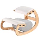 MallVitally Adjustable Kneeling Chair, Wooden Ergonomic Rocking Chair - Improve Your Posture with an Angled Seat for Home,Office (White)