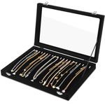 mepure Jewellery Organiser Necklace Box, Velvet Necklace Organiser with Clear Lid, Necklaces Display Stand with 20 Hooks and Lockable, Jewellery Box Insert for Necklaces (Black)