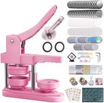 FreeingBAG Button Maker Machine 58mm - (3 Gen) Installation-Free (2.25in) DIY Badge Button Maker Press Machine Badge Punch Press with 100pcs Button Parts Pictures (Pink, 2.25 inch / 58mm)