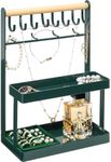 Lolalet 4-Tier Jewelry Organizer, Cute Necklace Holder Stand with 12 Hooks for Teen Girl Aesthetic Room Bedroom Decor -Green