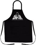 Nomsum Aprons for Men | May The Forks Be With You | Premium Quality Funny Aprons | Best for BBQ, Grilling and Cooking | Grill and BBQ Accessories | Chef Kitchen Grilling Apron | One Size Fits All