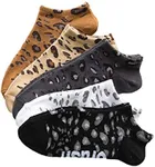 Milumia Women's Leopard Print Cotton Socks Casual Novelty Crew Socks 5 Packs Multicolored One-Size