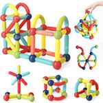 VikriDA Big Size Magnetic Sticks Toys for Kids Building Blocks Educational Stem Magnet Stick with Balls Game Set Preschool Toddler Kids Toys for 3+ Year (52 Pieces)