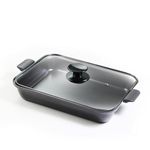 Cast Aluminum oval Roaster Non-stick Turkey Roaster Pan With Tempered Glass Lid