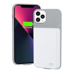 Gladgogo iPhone 13 Pro Charging Case, 6000mAh Smart iPhone 13 Pro Battery Case, Rechargeable Extended iPhone 13 Pro Charger Case, Portable Protective Battery Cover, 6.1 inch, White