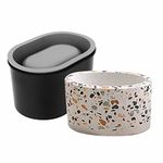 Silicone Flower Pot Mold, Reusable Oval Shape Concrete Clay Plaster Moulds Container for DIY Homemade Succulent Plant Pots, Durable Home Decor Garden Decorations Mould(Black)