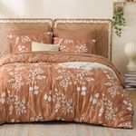 Bedsure Brown Twin Comforter Set - 7 Pieces Floral Bedding Sets Twin Bed in a Bag with Reversible Botanical Flowers Comforter, Sheets, Pillowcases & Shams