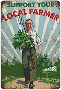 Funny Tin Sign Weed Support Your Local Farmer tin Sign Weed tin Sign Gardening Farmhouse Pub Novelty Coffee Bar Club Wall Poster Yard Garden Farm Man Cave Bar Cafe Living Room Kitchen 8x12 Inch