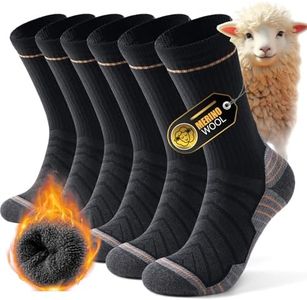 Alaplus Mens Thermal Socks Womens Merino Wool Socks Thick Warm Winter Socks Cushioned Crew Socks for Work Hiking Walking Skiing Running and Outdoor Sports, 3 Pairs