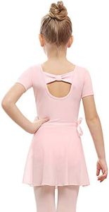 Stelle Girls little kid Bow Back Dance Active Dress Ballet Leotard Combo with Dance Skirt and Dance Tight (Ballet Pink,110, 6 Years)