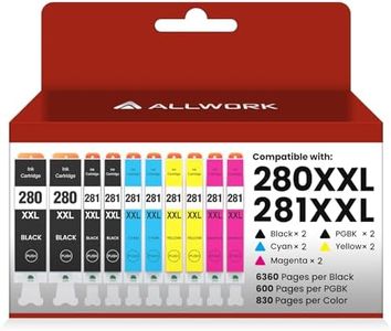 ALLWORK 280XXL 281XXL Compatible Ink Cartridges Replacement for Canon PGI 280XXL CLI 281XXL Ink Cartridge Works with Canon PIXMA TS6100 TS702 TR7500 TS8100 TS8200 TS9520 TS9500 Printer 10-Pack Combo