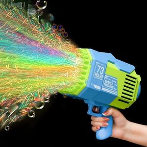 GEPROSMA Rechargeable Electric Bubble Gun Machine for Kids Adults,Rechargeable Battery/Bazooka Rocket 73 Holes/Lights, Bubble Maker Blaster Blower Toys for Outdoor Games,Wedding,Party Favors