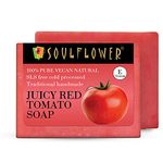 Soulflower Handmade Tomato Soap | Skin, Acne, Pimples | (Pack of 2, 150g Each)