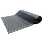 Bertech Anti Fatigue Vinyl Foam Floor Mat, 3' Wide x 5' Long x 3/8" Thick, Ribbed Pattern, Black (Made in USA)