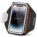 Running Armband with Zipper Pocket, Sports Phone Armband for iPhone 14 Pro Max/14 Pro/13 Pro/12/12 Pro/ 11/XS/XR Phone Holder for Running with Anti-Fall Buckle for Phones Up to 6.8"