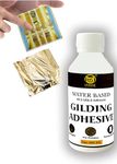 UGLS Gold Leaf Sheets, 100 Sheets, 8 by 8.cm Warq & Gilding Glue 100.ML - Golden Foil Paper for Gilding, Resin Art, Decoration Crafting, Maysur Paintings, Arts Crafts, Nail Deco, DIY