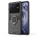 Glaslux Hybrid Armor Shockproof Soft TPU and Hard PC Back Cover Case with Ring Holder for Vivo X80 (Black)