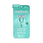 Skintimate Disposable Razor for Women, Sensitive Skin Unscented Four Blade Razor, 4 Count