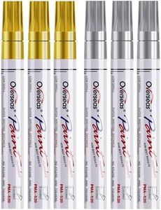 Gold and Silver Paint Marker Pens - 6 Pack Permanent Oil Based Metallic Paint Pen, Medium Tip, Quick Dry and Waterproof Markers for Stone, Wood, Metal, Plastic, Canvas, Glass, Ceramics, Rubber, Stone