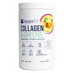 LEANFIT COLLAGEN & GREENS, Tropical Mango - 7g Grass-Fed Bovine Collagen (Type I, III) + 2 Seaweeds + 5 Leafy Greens Per Serving - 25 Servings, 257g Tub