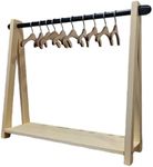 Mini Doll Clothes Rack with 10 Hangers, Wooden Doll Wardrobe for Small Dolls & Accessories, NOT for 18 Inch Dolls, Fits Barbie & Mini Doll Clothes Only