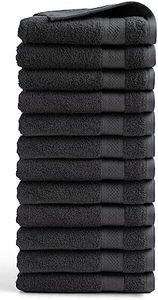 DoubleDry Hotel Kollektion Handtücher Set - 12 Teilig - 100% Baumwolle - 500 g/m² - Weich - 50x100 cm - Oeko-TEX Zertifiziert - Anthrazit