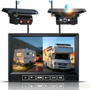 HD 1080P Dual Wireless Backup Camera: Clear View Directly Behind 1S Magnetic Install RV Backup Camera with 7" DVR Monitor - Solar 26H Battery Life Covers 3 Days of Holiday & Long Travel for RV Trailer