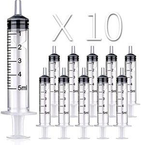 10 Pack 5ml/cc Plastic Syringe Liquid Measuring Syringe Tools Individually Sealed with Measurement for Scientific Labs, Measuring Liquids, Feeding Pets, Medical Student, Oil or Glue Applicator