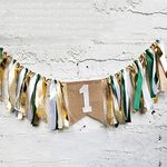 Baby Birthday Decoration - 1st Birthday Baby High Chair Banner Chair Tutu Skirt Decoration for Birthday Party Supplies (Gold&Green)