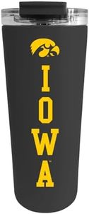 Decorvo Officially Licensed Collegiate Stainless Steel Tumbler - Double Walled Insulated Travel Tumbler - 24 oz (Iowa text Black)