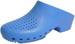 CALZURO Classic Work Clogs with Holes - Unisex Work Clogs for Women and Men - Non Slip Shoes - Autoclavable Rubber Kitchen Shoes and Nursing Clogs - Light Blue - 38/39 US Women's 8.5-9.5