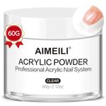 AIMEILI Acrylic Nail Powder 60g Transparent Acrylic Powder for Acrylic Nail Art 3D Nail Carving French Nail Extension