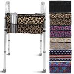 Vive Walker Bag - Water Resistant Accessory Basket Provides Hands Free Storage for Folding Walkers - Attachment Fits Wide (Leopard)