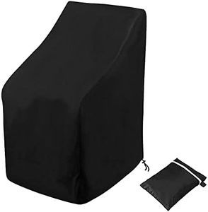 EASYBUYTECH Stacking Outdoor Chair Cover Waterproof, Outdoor Patio Furniture Covers Stacked Chairs 210D, Lounge Chair Covers Outdoor Stack Chairs for All Weather Protection, Black