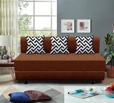 Cloudyfeel Leg Sofa Cum Bed Sofa | 3 Seater | Sofa Bed 6X6 Feet, Foldable Sofa Bed with Cushion for Living Room - Jute Fabric - Brown Color