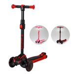 Youchee 3 Wheels Kick Scooter for Kids Ages 5-12, with Built-in LED Light-Up Wheels, Adjustable Handlebar, Non-Slip Deck and Reliable Brake, Lean-to-Steer Self Balancing.