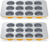 Caraway Non-Stick Ceramic 12-Cup Muffin Pan Duo - Naturally Slick Ceramic Coating - Non-Toxic, PTFE & PFOA Free - Perfect for Cupcakes, Muffins, and More - Marigold