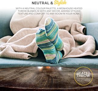 MONHOUSE Electric Sofa Blanket – Beige Heated Throw