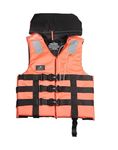 Life Jacket for Adult, Life Saving Jacket for Swimming Guard, Drifting Boating, PFD Type III, Weight Capacity Upto 120kg with Head Rest Support (Orange)