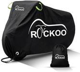 Rockoo Bike Cover for Outdoor Storage for 2 Bikes Heavy Duty 210D Oxford Fabric Bicycle Cover with Lock Holes & Storage Bag Dustproof Waterproof Protection for Mountain & Road Bikes Black