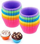 Reusable Silicone Cupcake Baking Cups 12 Pack, 2.75 inch Silicone Baking Cups, Reusable & Non-Stick Muffin Cupcake Liners for Party Halloween Christmas,6 Rainbow Colors