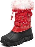 DREAM PAIRS Boys Girls Snow Boots Water-Resistant Outdoor Warm Cozy Anti-Slip Mid Calf Faux Fur Lining Insulated Winter Shoes for Little/Big Kids,Size 5 Big Kid,Red/Black,KSNOW